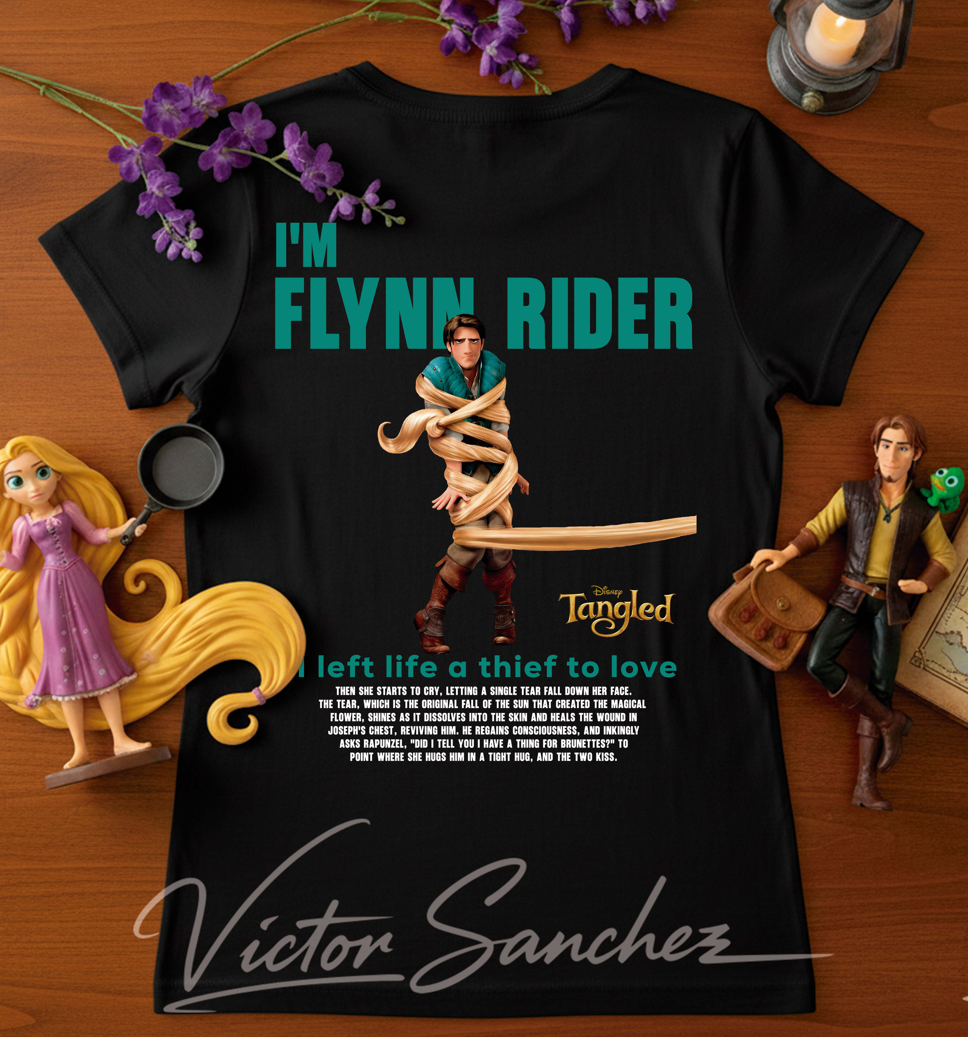 Diseños Digitales para Playeras de Parejas Flynn Rider & Rapunzel – Archivos PNG Sublimación Dúo Matching